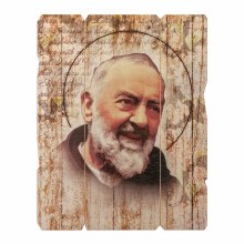 ST PIO VINTAGE WOOD PLAQUE