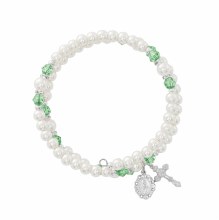 PERIDOT AND PEARL FULL ROSARY WRAP BRACELET