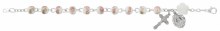 6.5'' PINK CERAMIC WHITE FLOWER BRACELET