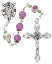 8MM PURPLE WITH FLOWERS ROSARY