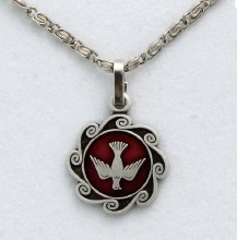 RED ENAMELED HOLY SPIRIT PENDANT
