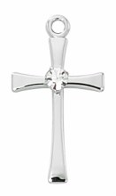 RF CROSS WITH STONE AND 16-18'' PLATINUM PLATED CHAIN