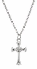 RF CRYSTAL STONE CROSS ON 16-18" ADJUSTABLE CHAIN