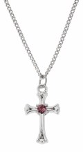 RF DARK AMETHYST STONE CROSS ON 16-18'' ADJUSTABLE CHAIN