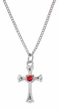 RF RUBY STONE CROSS ON 16-18'' ADJUSTABLE CHAIN