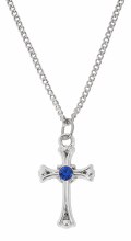 RF SAPPHIR STONE CROSS ON 16-18'' ADJUSTABLE CHAIN