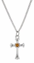 RF TOPAZ STONE CROSS ON 16-18'' ADJUSTABLE CHAIN