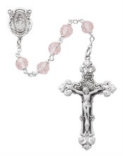 RHODIUM 7MM PINK TINCUT ROSARY