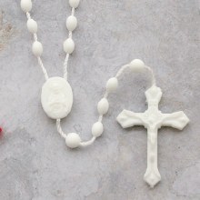 PLASTIC CORD ROSARY - WHITE