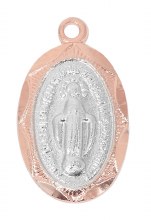ROSE GOLD OVER STERLING SILVER MIRACULOUS MEDAL WITH 16'' GOLD PLATED CHAIN