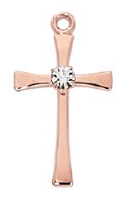 ROSE GOLD SS CROSS WITH CRYSTAL