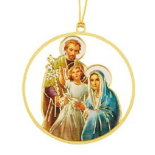 HOLY FAMILY BRASS ORNAMENT
