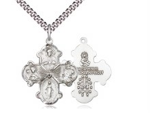 STERLING SILVER 4 WAY BMEDAL WITH 24'' CHAIN