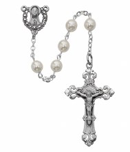 STERLING SILVER PEARL ROSARY 6MM