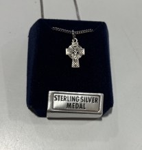 MALL STERLING SILVER CELTIC CRUCIFIX WITH 13'' CHAIN