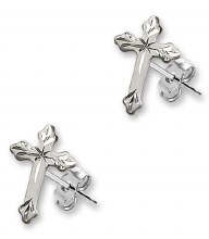 SS CROSS POST EARRING ENGRAVED