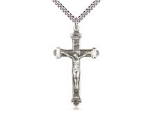 STERLING SILVER CRUCIFIX DETAILED WITH 24'' CHAIN