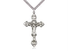 STERLING SILVER FANCY CUTOUT CRUCIFIX WITH 24'' CHAIN