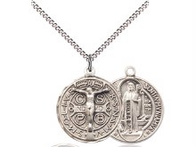 STERLING SILVER CRUCIFIX ON BENEDICT MEDAL
