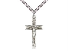 STERLING SILVER SQUARE EDGE CRUCIFIX WITH 24'' CHAIN