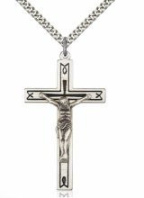 STERLING SILVER BLACK EPOXY CRUCIFIX