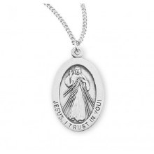STERLING SILVER DIVINE MERCY OVAL MEDAL