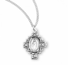 SS FLOWERED CROSS MIRACULOUS MEDAL