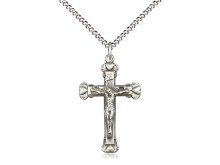 STERLING SILVER HEART CRUCIFIX WITH 18'' CHAIN