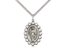 STERLING SILVER MIRACULOUS MEDAL WITH CRYSTAL