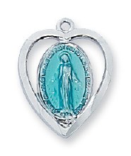 SS MIRACULOUS MEDAL HEART SHAPED