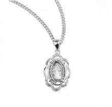 SS MIRACULOUS MEDAL WITH CUBIC ZIRCONIAS
