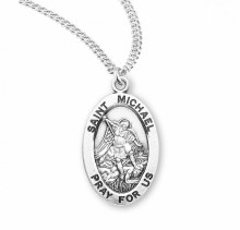 SS OVAL ST MICHAEL MEDAL 20" CHAIN