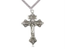 STERLING SILVER PARDON CRUCIFIX WITH 24'' CURB CHAIN
