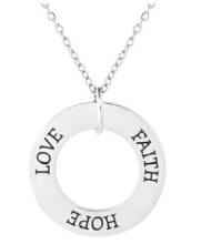 STERLING SILVER PENDANT RIGHT FAITH, HOPE, LOVE
