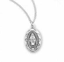 SS SMALL OVAL MIRACULOUS SCALLOPED EDGE MEDAL