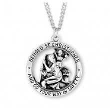 STERLING SILVER ST. CHRISTOPHER ROUND CUT OUT MEDAL