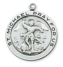 SS ST MICHAEL ROUND MEDAL 24" CHAIN