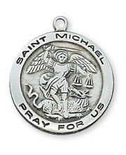 STERLING SILVER ST. MICHAEL ROUND MEDAL