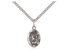 STERLING SILVER TINY ST. MICHAEL MEDAL WITH 18'' CHAIN