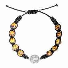 ST BENEDICT GLASS BEAD CORDED BRACELET