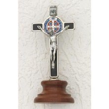 ST BENEDICT CROSS ON WOOD BASE