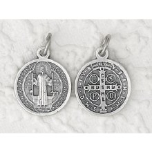ST BENEDICT SILVER TONED MEDAL