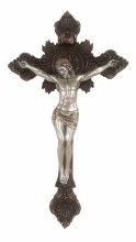 ST. BENEDICT WALL CRUCIFIX PEWTER STYLE FINISH