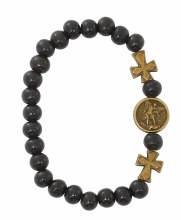 ST MICHAEL BLACK WOOD STRETCH BRACELET