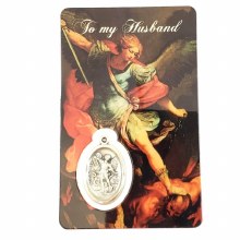 ST MICHAEL PRAYER CARD WITH MEDAL - DEAR HUSBAND