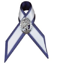 ST MICHAEL PIN WHITE/BLUE RIBB