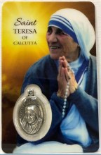 ST TERESA OF CALCUTTA PRAYER CARD WITH MEDAL