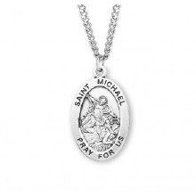 STERLING SILVER ST. MICHAEL OVAL MEDAL