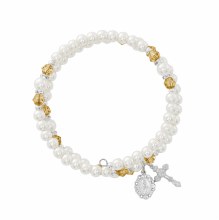 TOPAZ AND PEARL ROSARY WRAP BRACELET