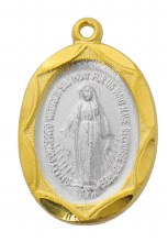TWO TONE GOLD OVER STERLING SILVER MIRACULOUS MEDAL WITH 18'' CHAIN